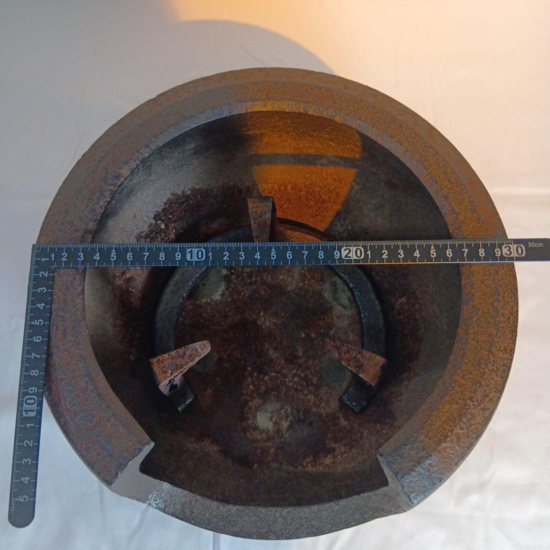 茶道具　南部盛岡(熊谷喜平作)面取風炉　 梵鐘釜、五徳一式　共箱　しおり付