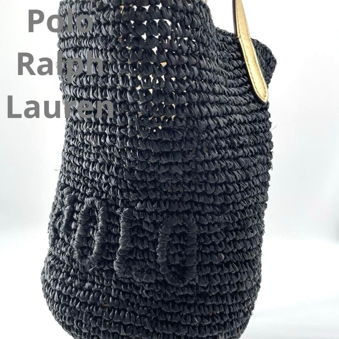 良品✨現行 ポロラルフローレン カゴバッグ ラフィアバッグ 巾着 ゴ ールド内袋