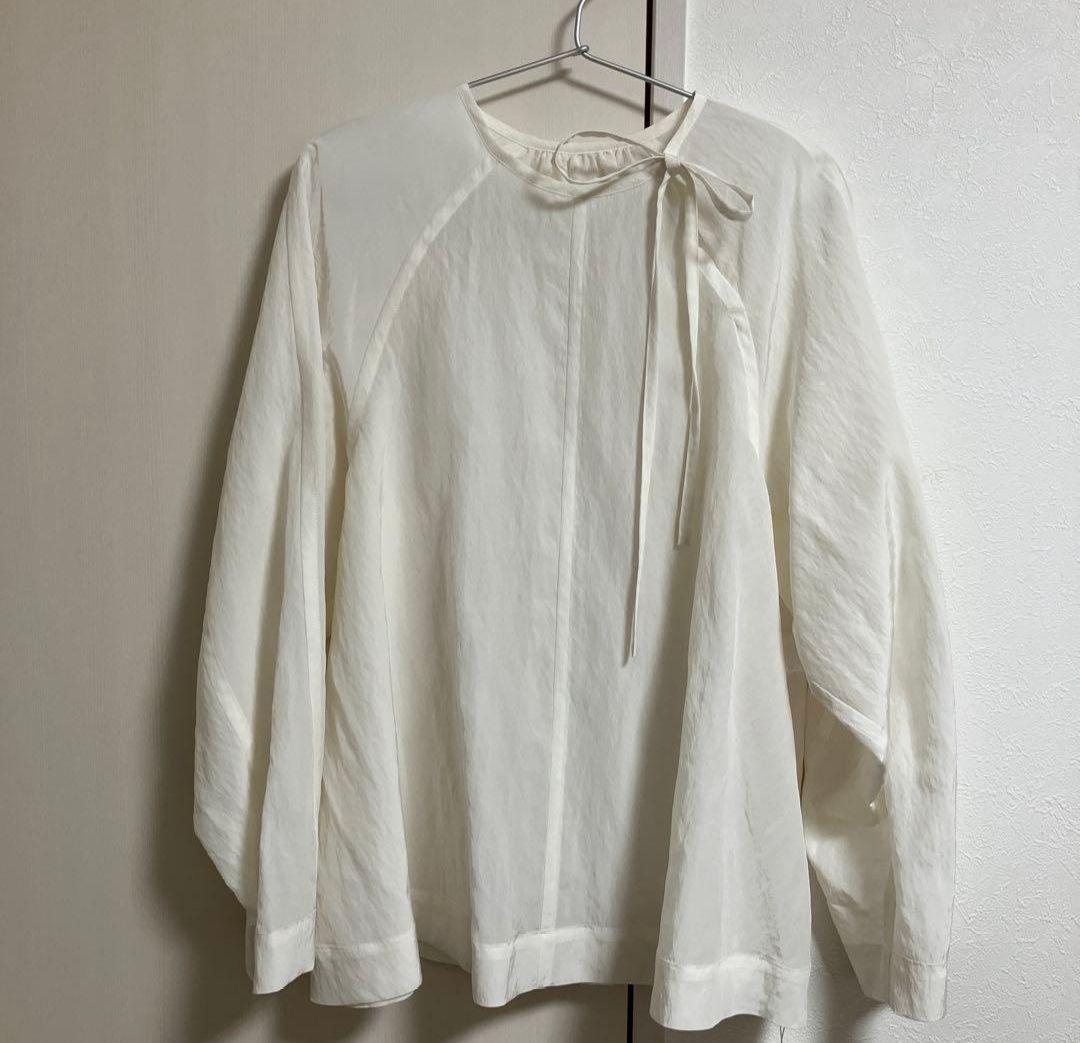 BEAUTY&YOUTH キュプラ リボンタイノーカラーブラウス