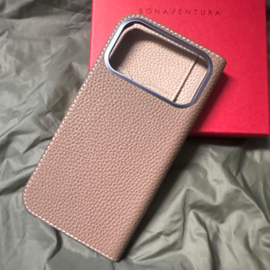 BONAVENTURA iPhone17proMAX用　手帳型ケース　色エトープ