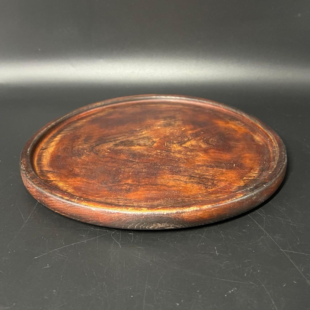 江戸後期〜明治初期 欅製 くり抜き丸盆 拭き漆 酒盆 茶盆 民藝 数寄者向け