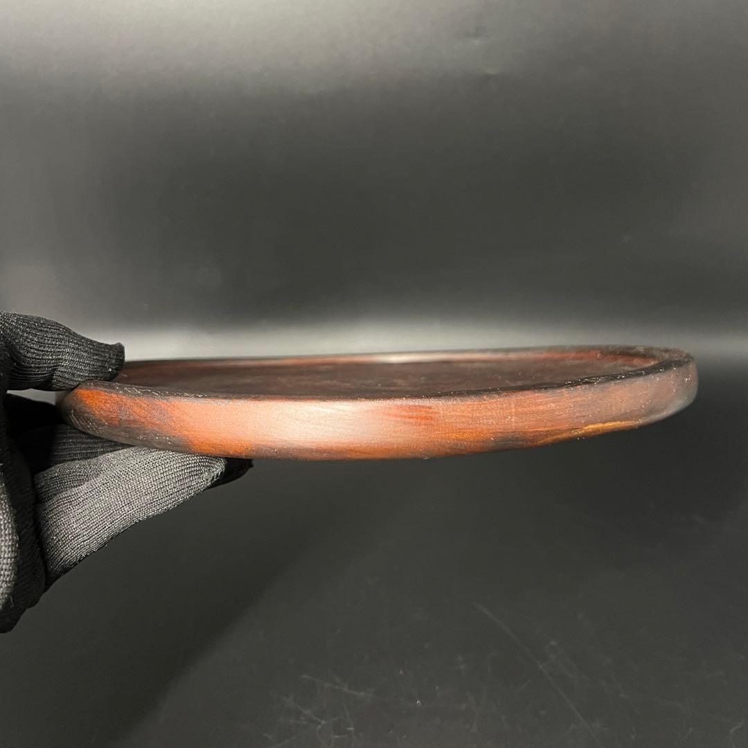 江戸後期〜明治初期 欅製 くり抜き丸盆 拭き漆 酒盆 茶盆 民藝 数寄者向け