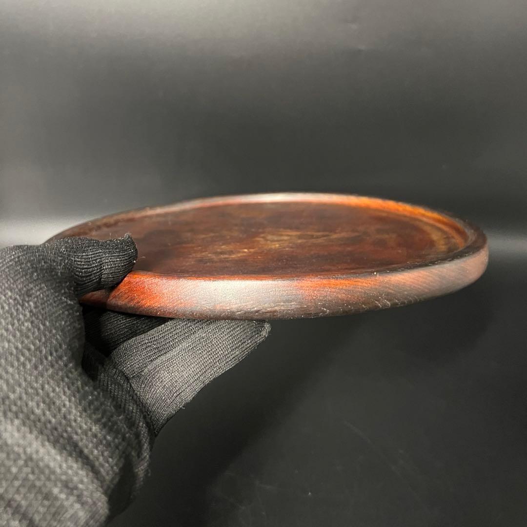 江戸後期〜明治初期 欅製 くり抜き丸盆 拭き漆 酒盆 茶盆 民藝 数寄者向け