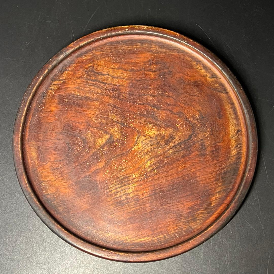 江戸後期〜明治初期 欅製 くり抜き丸盆 拭き漆 酒盆 茶盆 民藝 数寄者向け