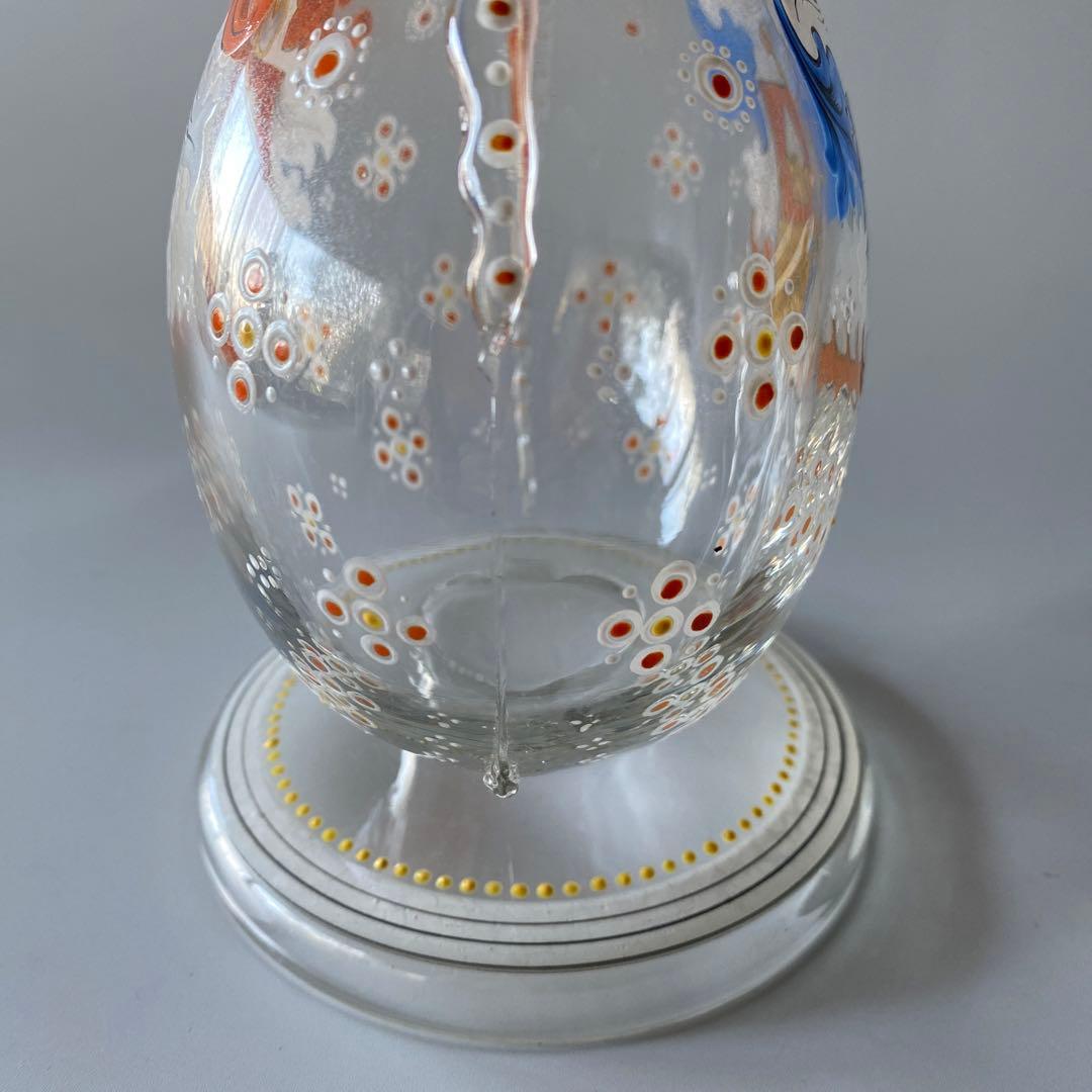 18世紀末 ドイツ 紋章入り エナメル彩ガラス デキャンタ 蓋付