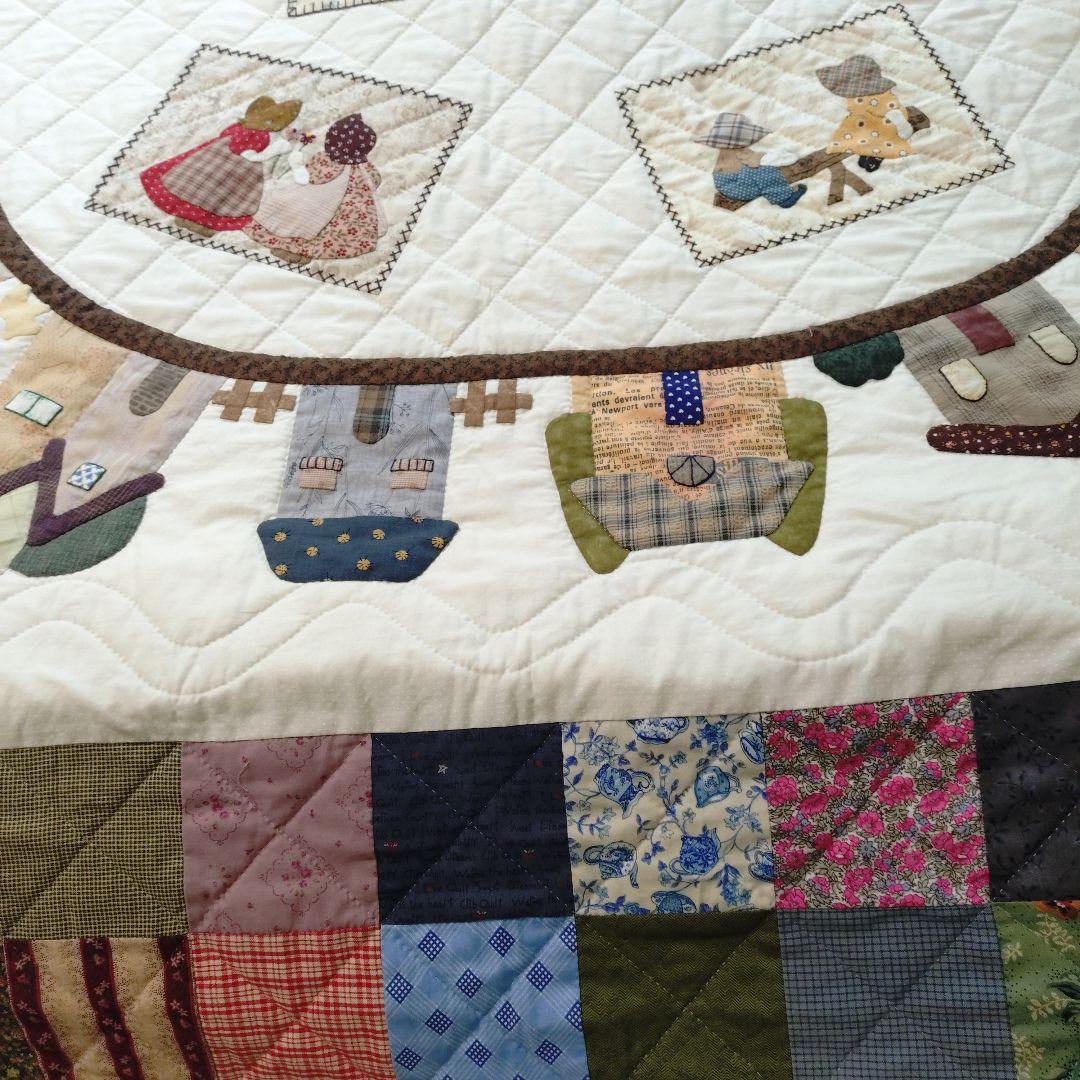 ハンドメイド　パッチワークベッドカバー