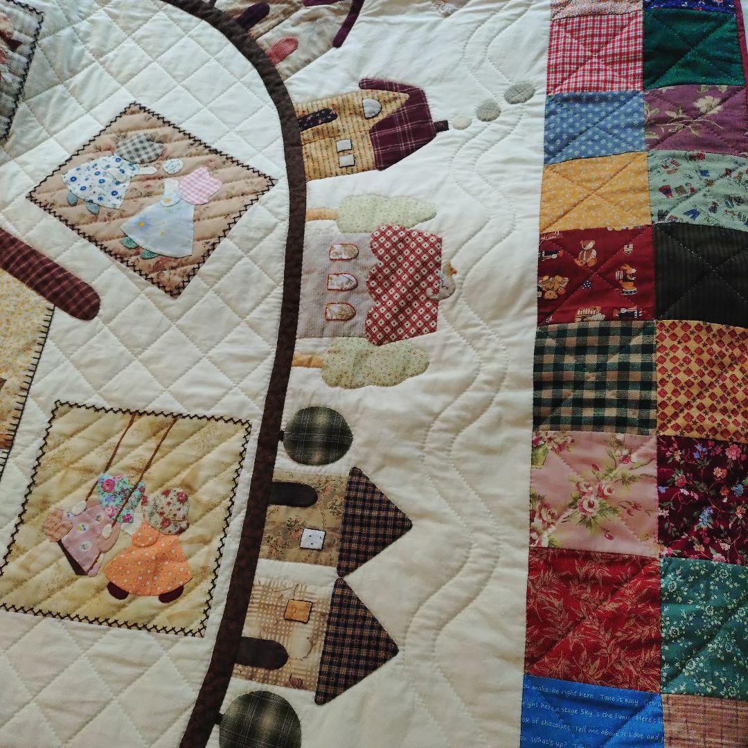 ハンドメイド　パッチワークベッドカバー