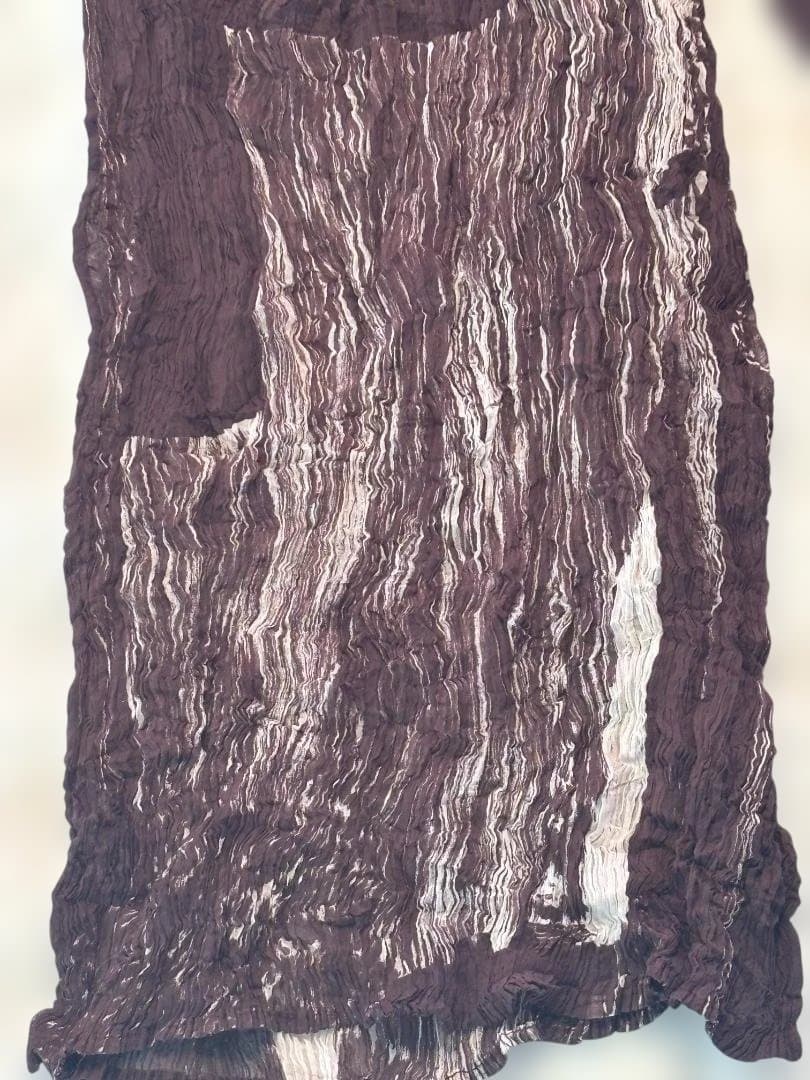 [希少] ISSEY MIYAKE しわプリーツ マーブルブラウントップス