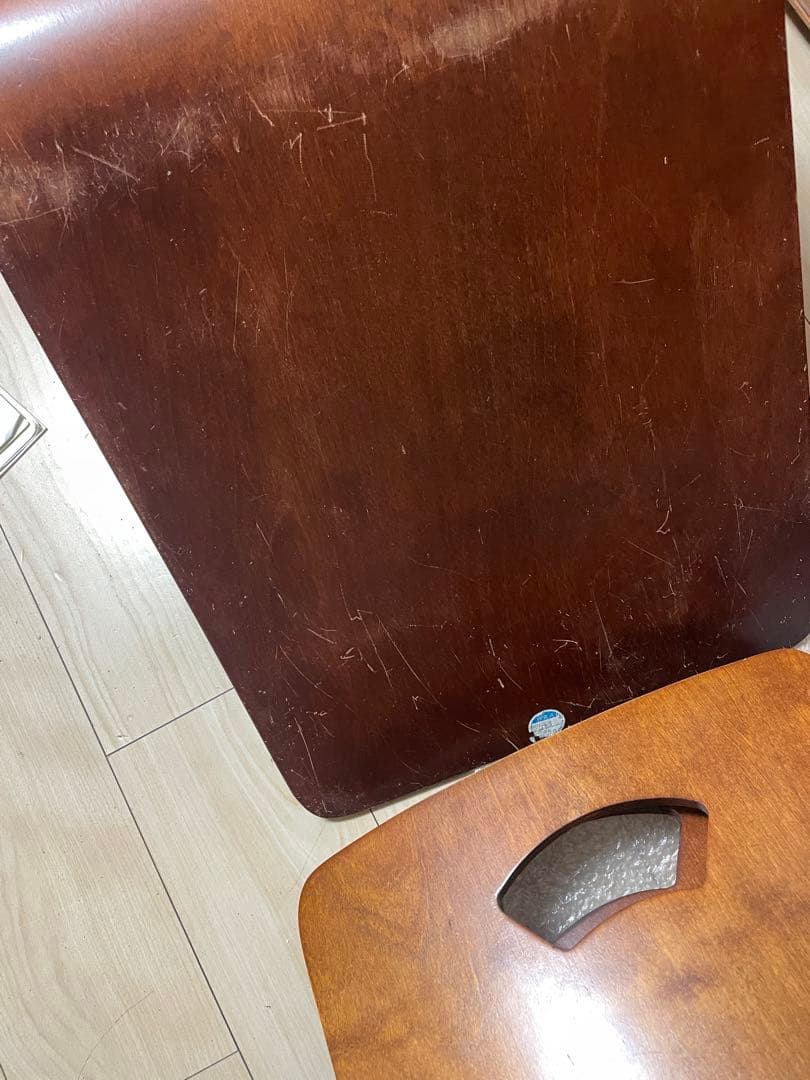 和モダン　ブラウン茶色 光製作所 木製座椅子 4脚セット