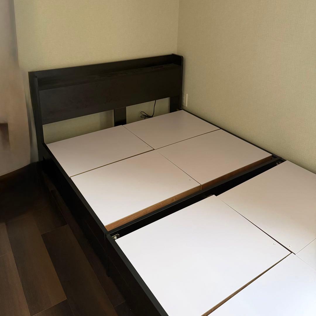 【引取り限定】セミダブルベッドフレーム/ブラウン（解体済）