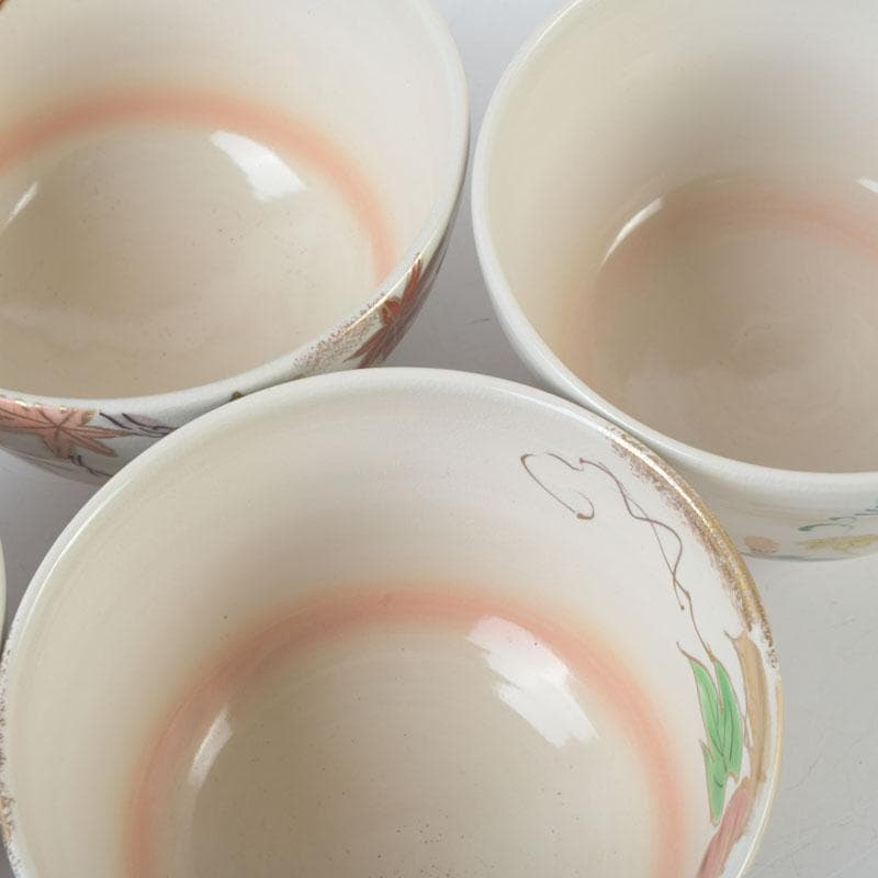 茶道具　中村与平作　四季茶碗　四客　共布共箱　V　9842A