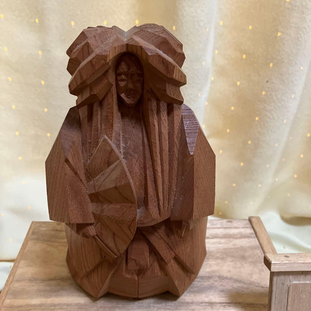 木彫り　猩々　工芸品