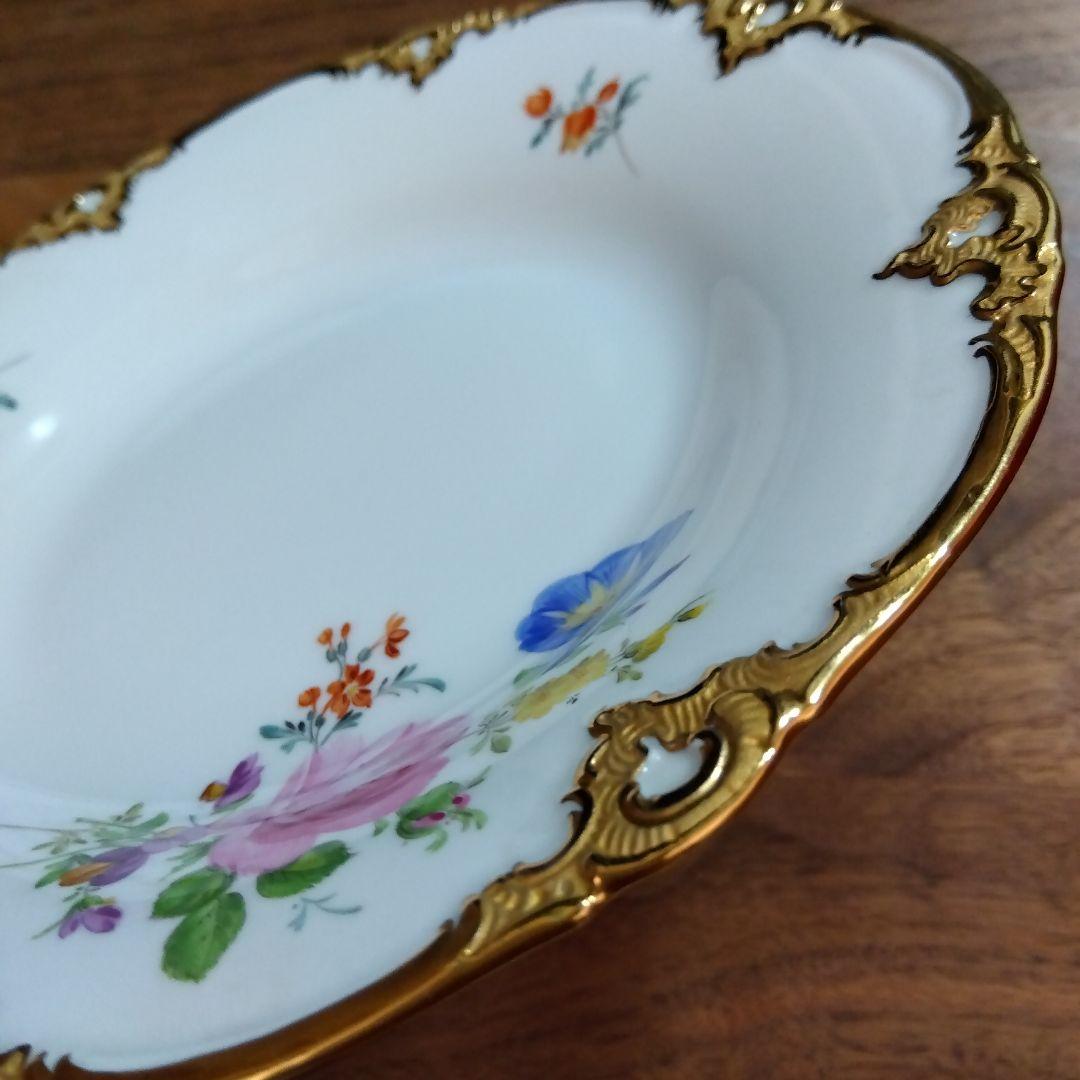 MEISSEN　マイセン　グランツゴールド　5つ花 プレート 17.5cm