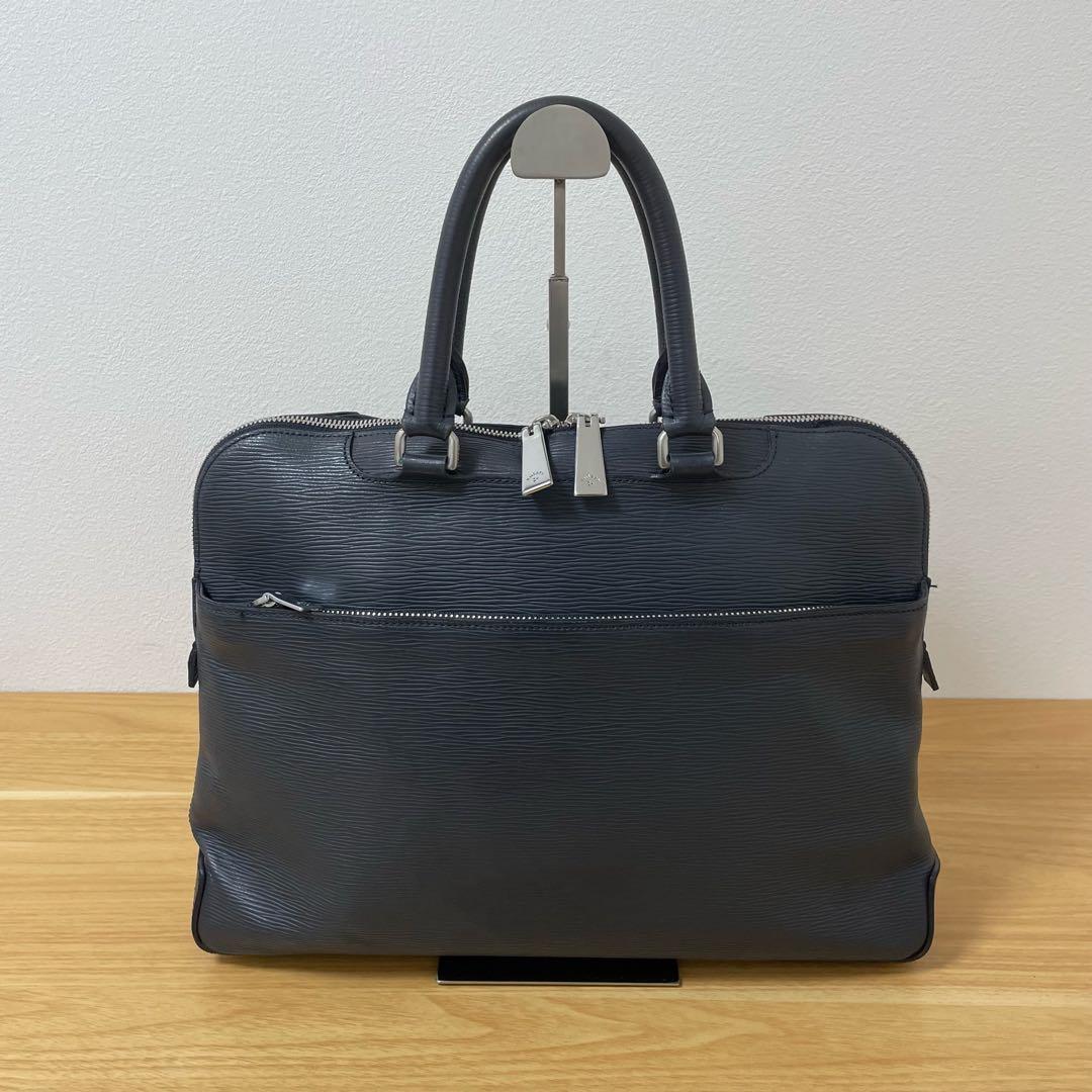 アニアリ　ビジネスバッグ　ブリースケース　レザー　ネイビー