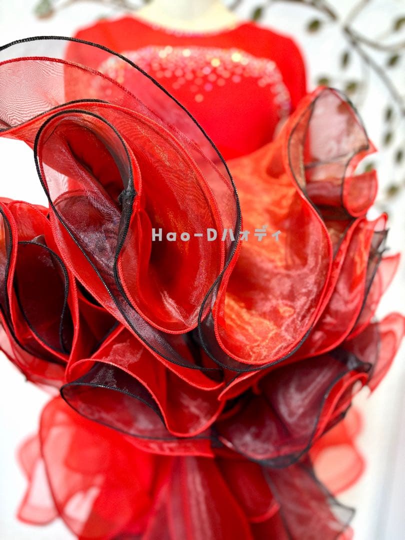 新品★ダンスドレス★スタンダード★社交ダンス★スムース★競技会★パーティー★赤黒