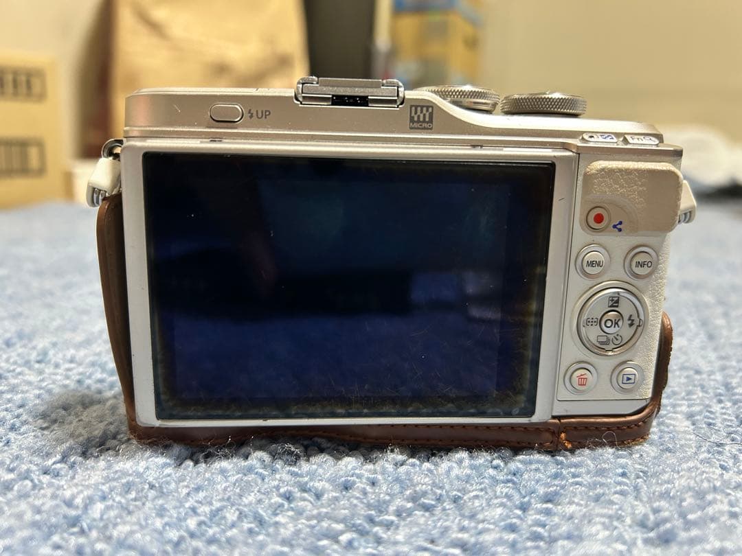 OLYMPUS E-PL9 ホワイト レザーケース・バッテリー×3・プロテクター