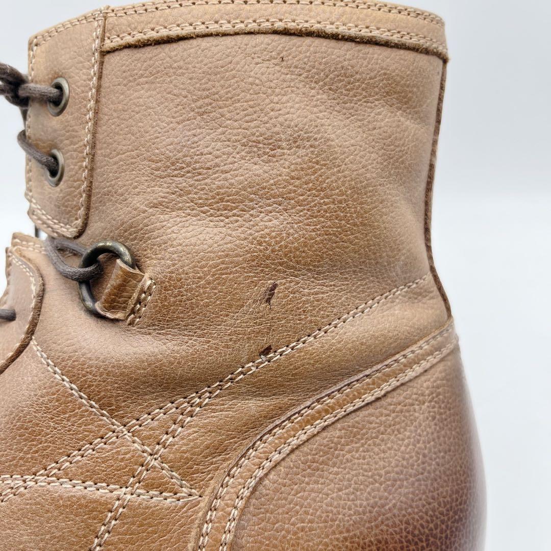 フープディドゥ ストレートチップ サイドジップ レースアップブーツ 茶 40