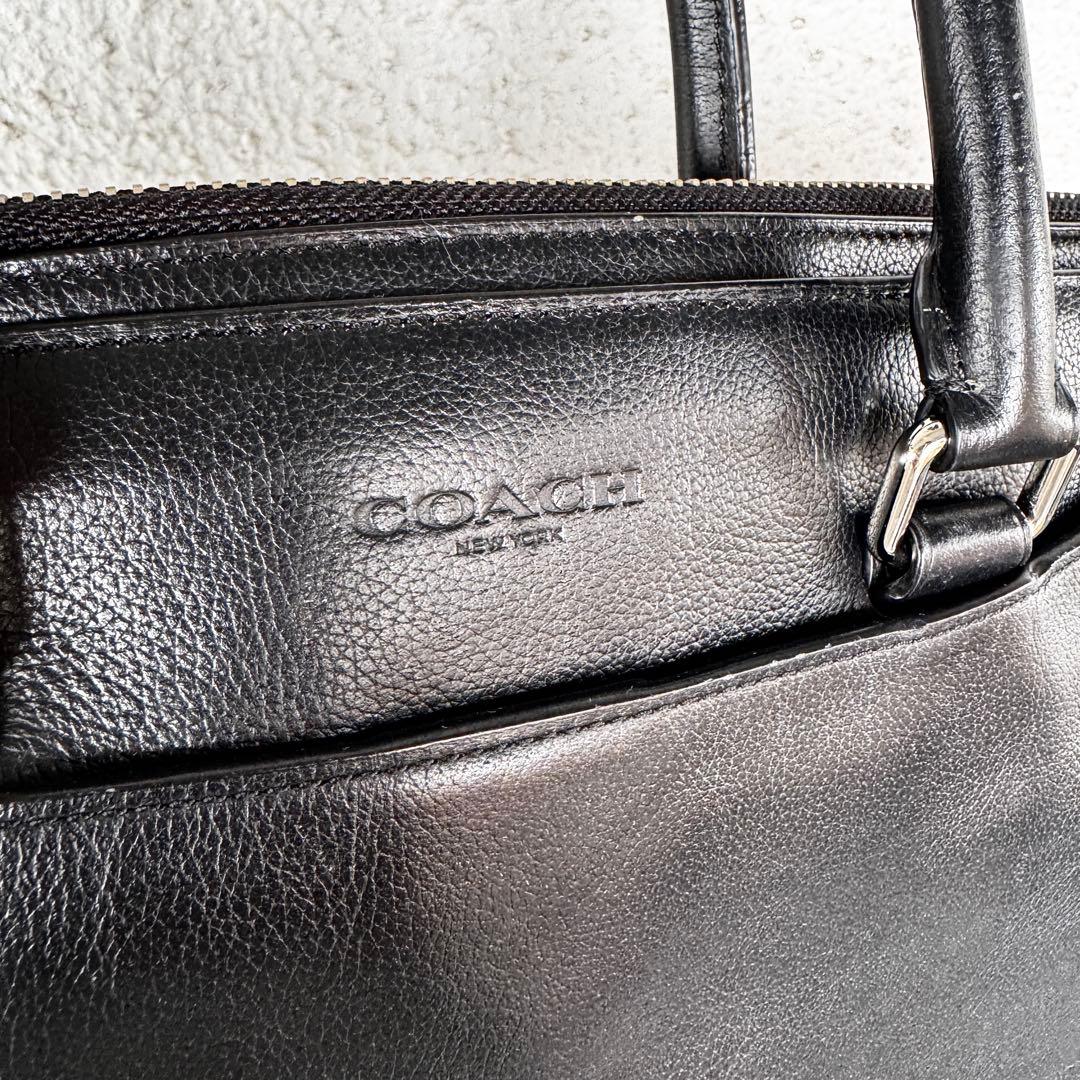 COACH コーチ ビジネスバッグ 本革 型番F73524 ブラック　安心鑑定可