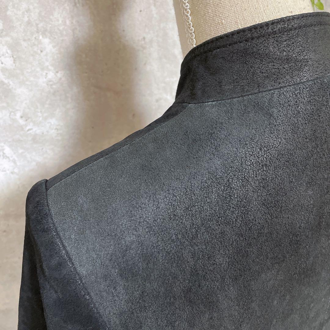 【Otto】オットー レザージャケット 豚革 本革 スタンドネック 黒 ボタン