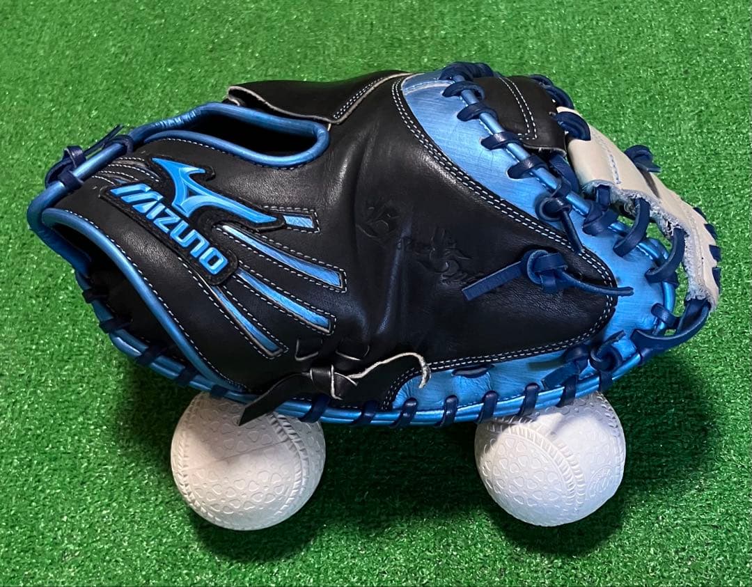 一般 軟式野球 キャッチャーミット ミズノ 大人サイズ ブラック ブルー