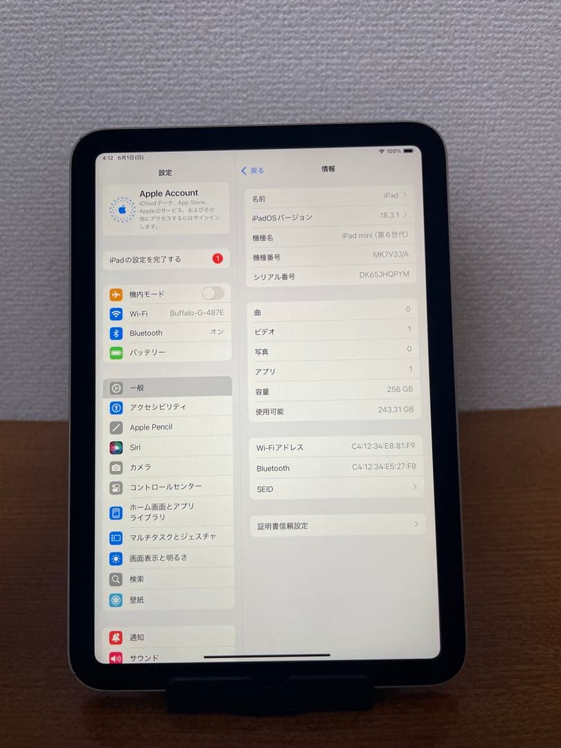 iPad Mini 第6世代 (8.3インチ) 256GB Wi-Fi モデル