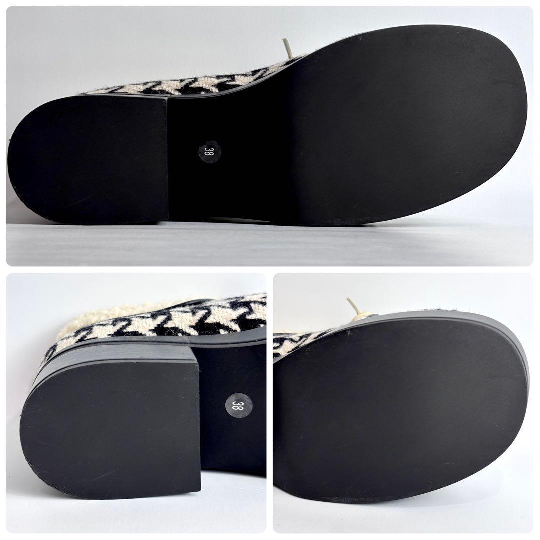 【極美品】GUCCI 千鳥柄 ツイード ボア アンクル ショートブーツ 23.5