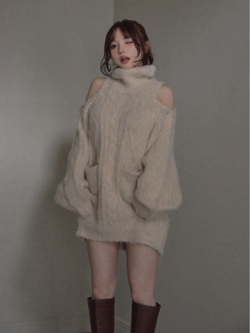 ワンピース andmary Allyn cable knit dress