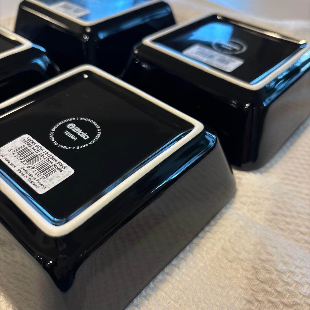 【新品未使用】イッタラ ティーマ スクエア 12×12 黒 4枚セット