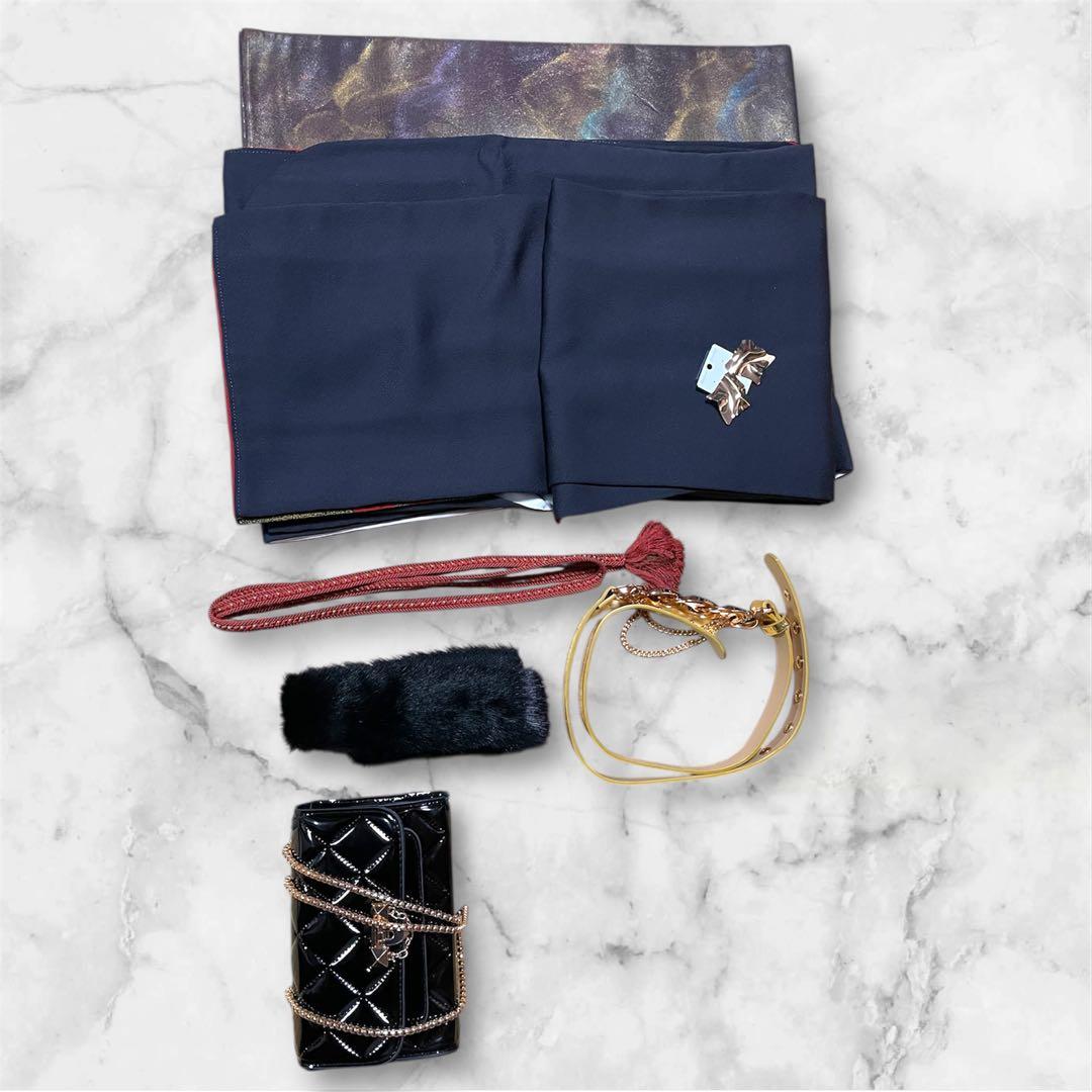 チャコールグレー 梅 ファーショール付き 振袖 フルセット 成人式