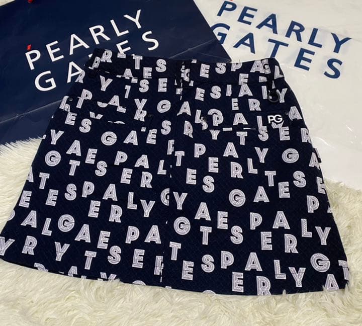 パーリーゲイツ アートピケダイヤカットロゴプリントスカートレディスサイズ1