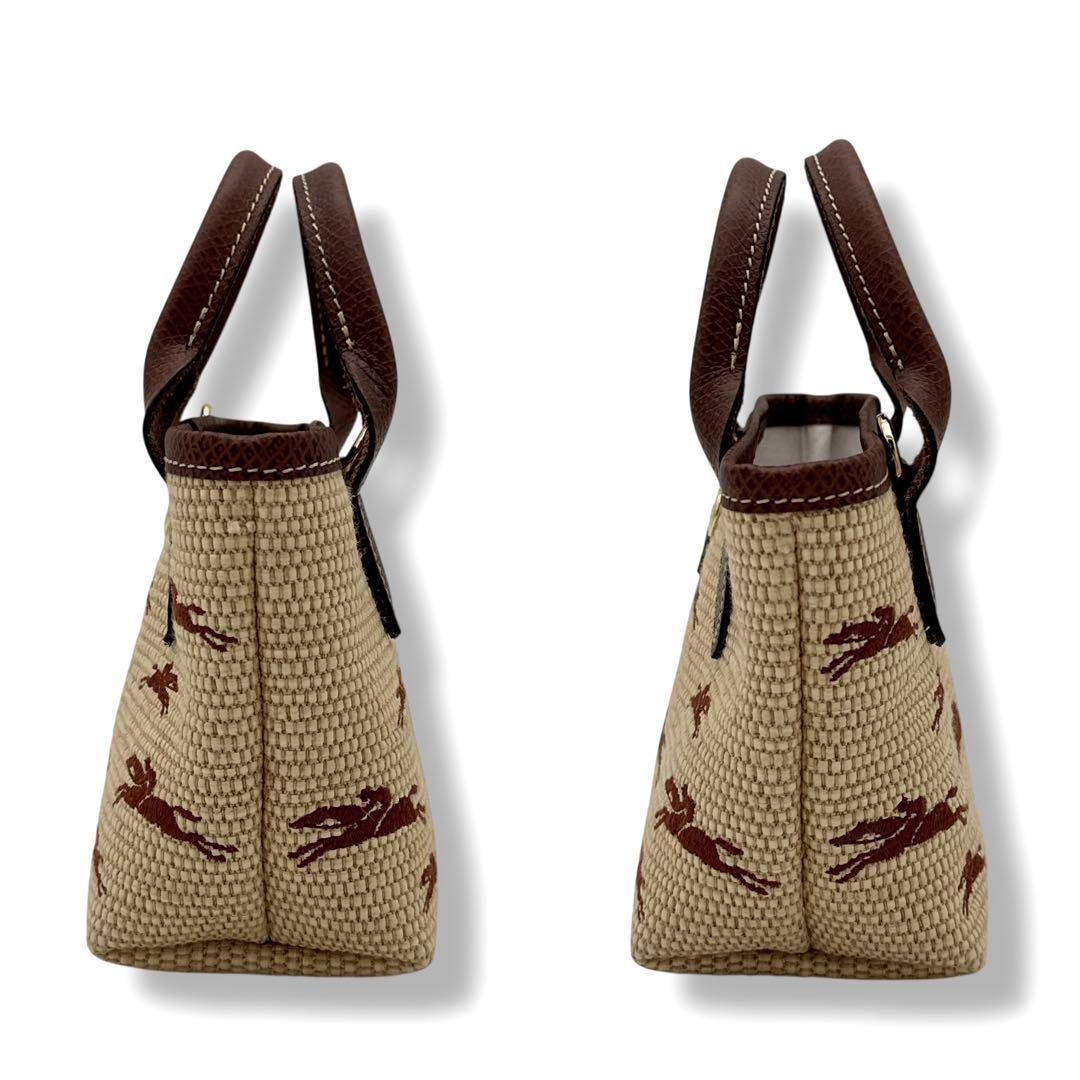 美品 ロンシャン 2way ル パニエ プリアージュ ストロー エフェクト XS