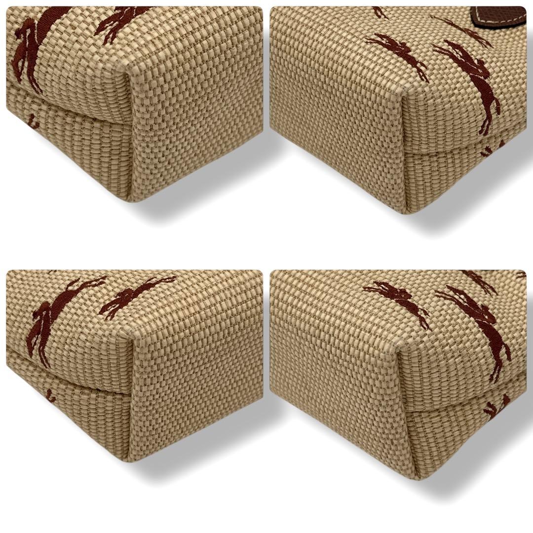 美品 ロンシャン 2way ル パニエ プリアージュ ストロー エフェクト XS