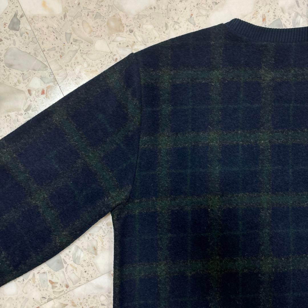 A.P.C. Mメンズ クルーネック　ウール　長袖スウェット　チェック　紺 緑