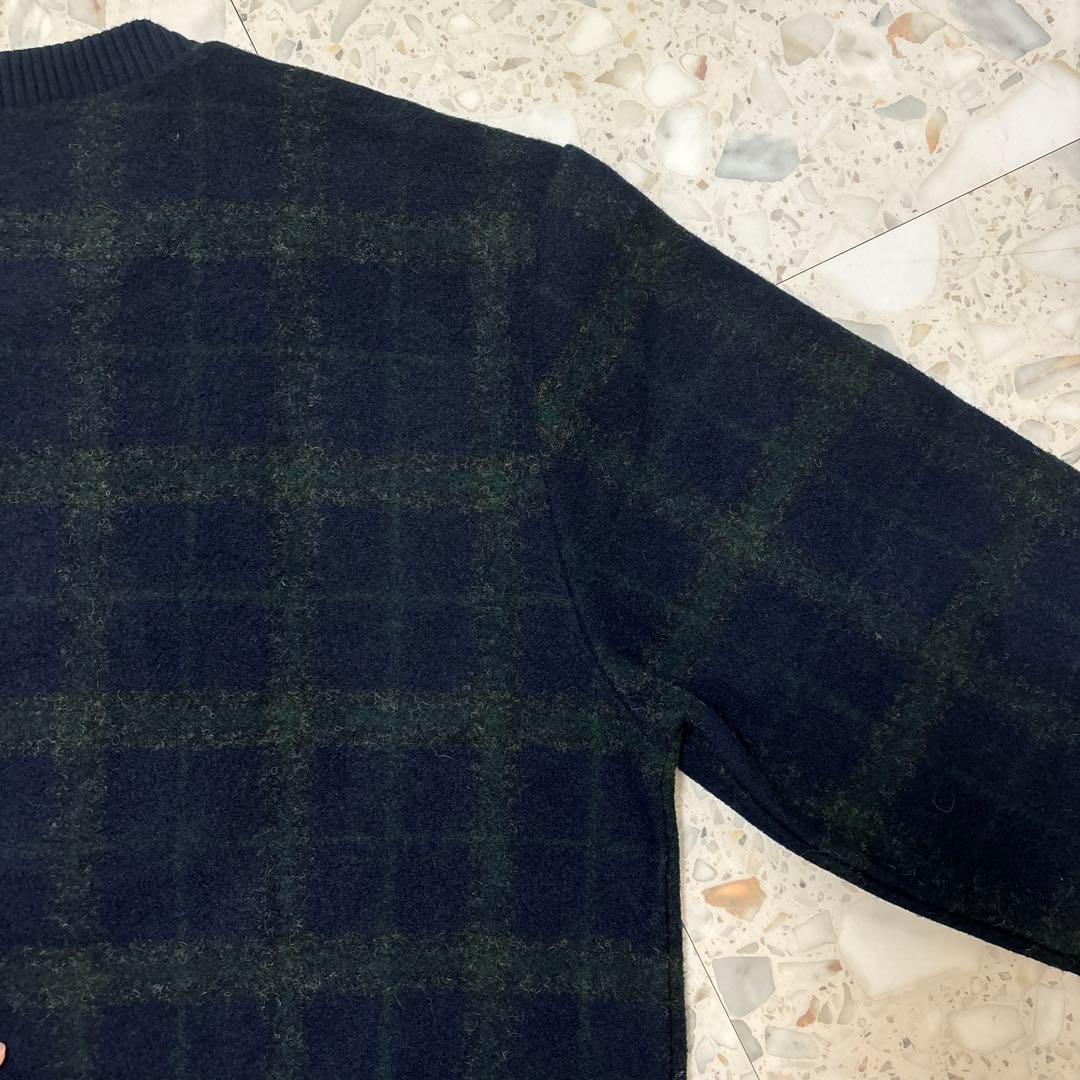 A.P.C. Mメンズ クルーネック　ウール　長袖スウェット　チェック　紺 緑