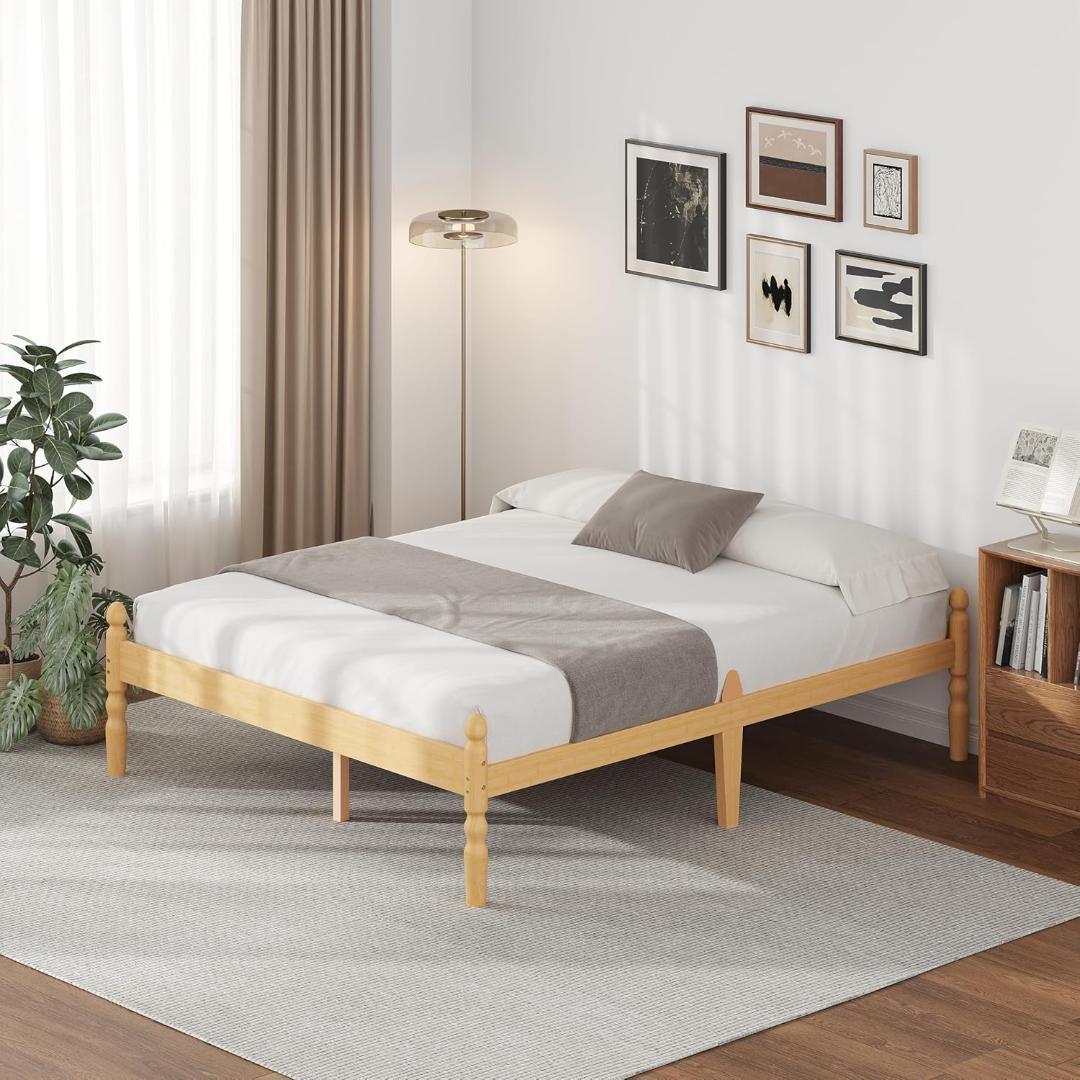 【新品】天然竹製ベッドフレーム スチールすのこ セミダブル 高さ35cm