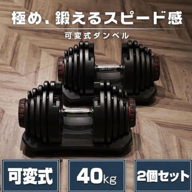 ダンベル 可変式 40kg 2個セット アジャスタブル ダンベルセット グレー