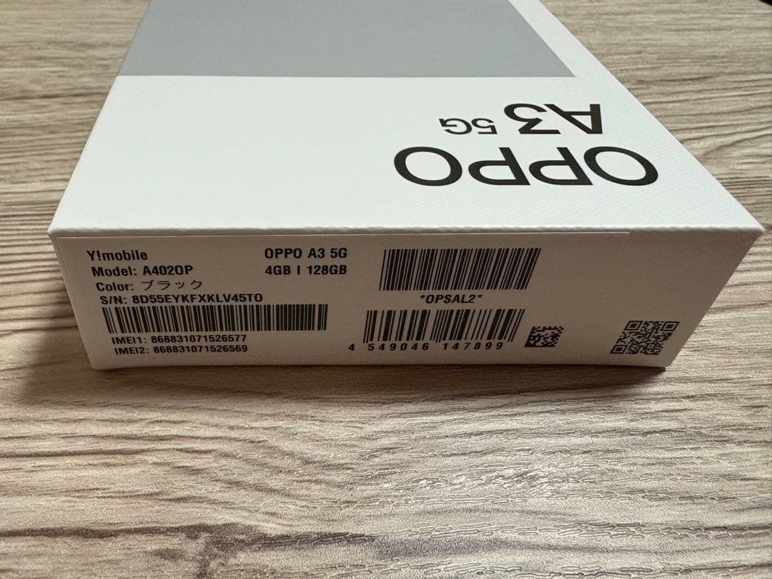 OPPO A3 5G ブラック 4GB RAM 128GB ブラック