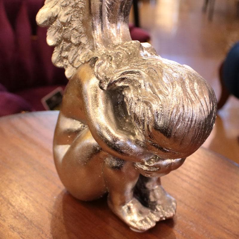 天使のオブジェ シルバー 銀 樹脂製 高さ41cm 143-138-039