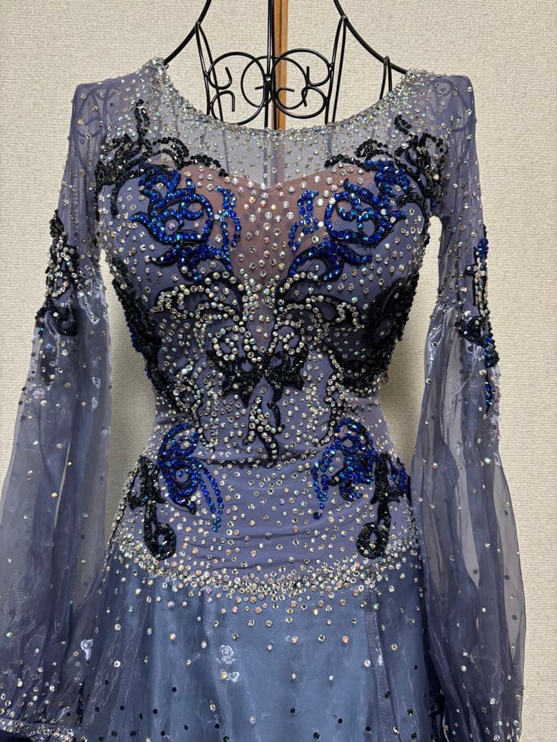 社交ダンスドレス　スタンダード　ブルーグレー