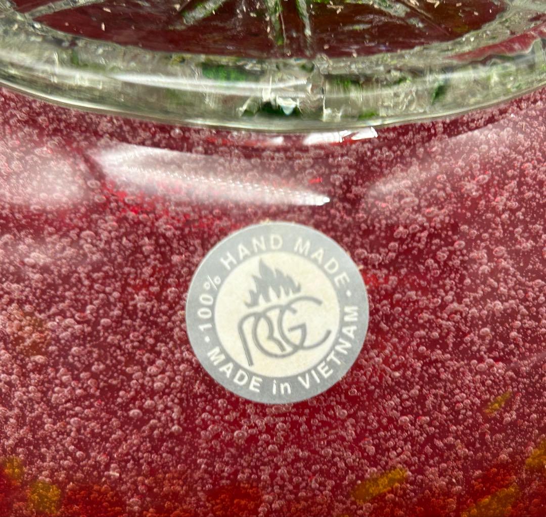 琉球ガラス　泡カレット　菓子入れ　キャニスター　レッド　イエロー　ブルー　未使用