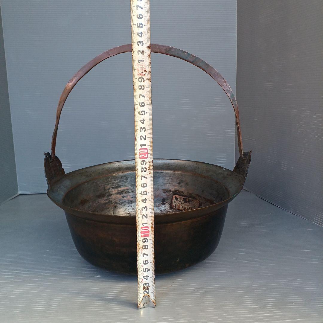 昭和レトロ　銅鍋　吊り鍋　直径約32㎝　銅製　囲炉裏鍋　匿名配送