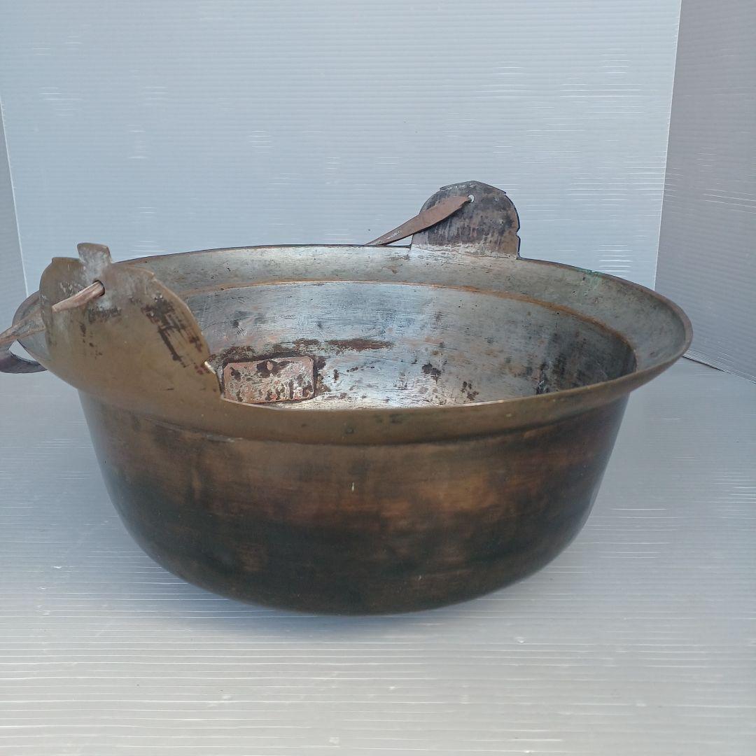 昭和レトロ　銅鍋　吊り鍋　直径約32㎝　銅製　囲炉裏鍋　匿名配送