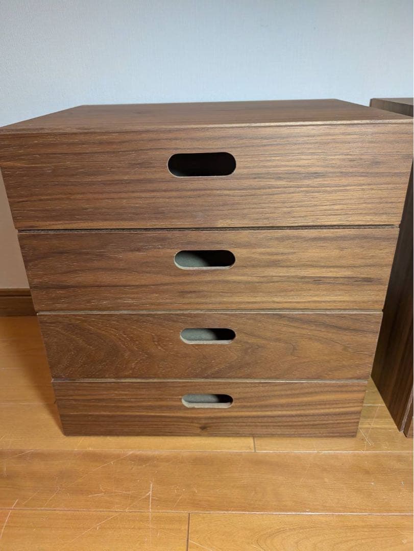 ■送料込■無印良品 スタッキングチェスト ウォールナット 引出し 収納 木製棚