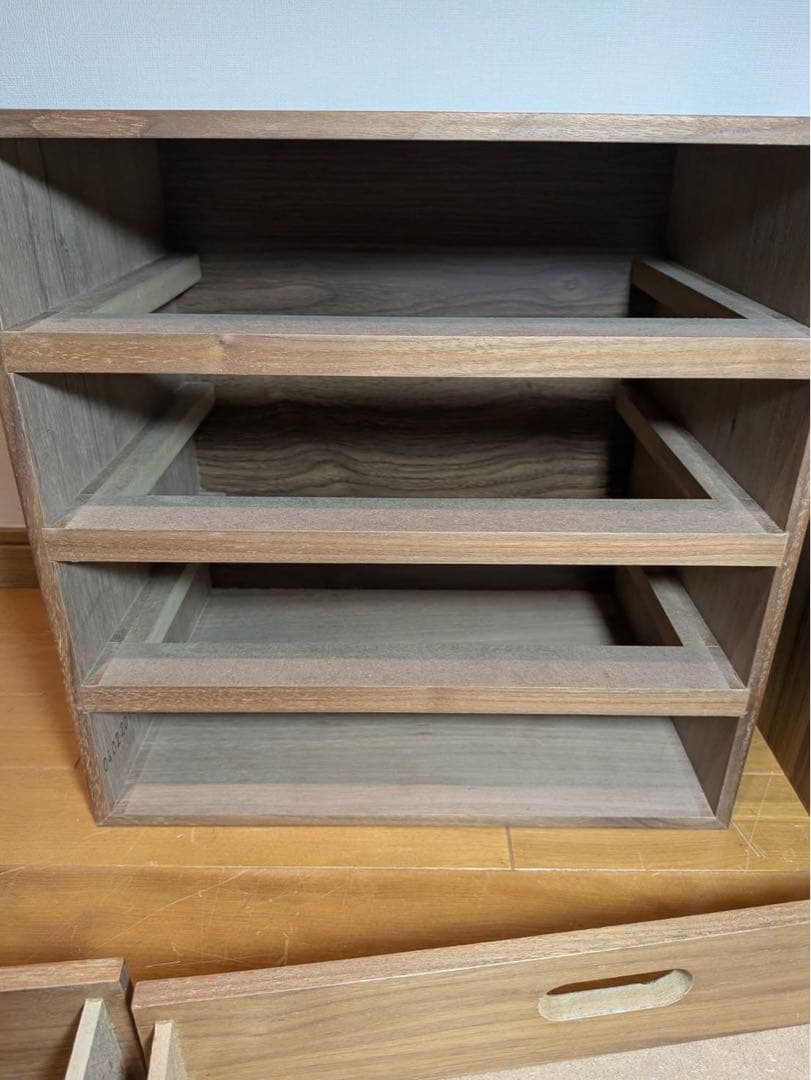 ■送料込■無印良品 スタッキングチェスト ウォールナット 引出し 収納 木製棚