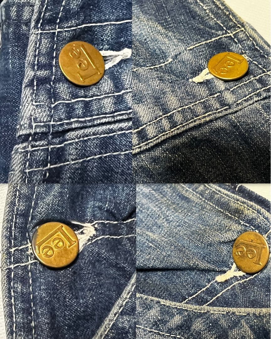 50s Lee 91sb ロングL ジェルトデニム オーバーオール 濃紺