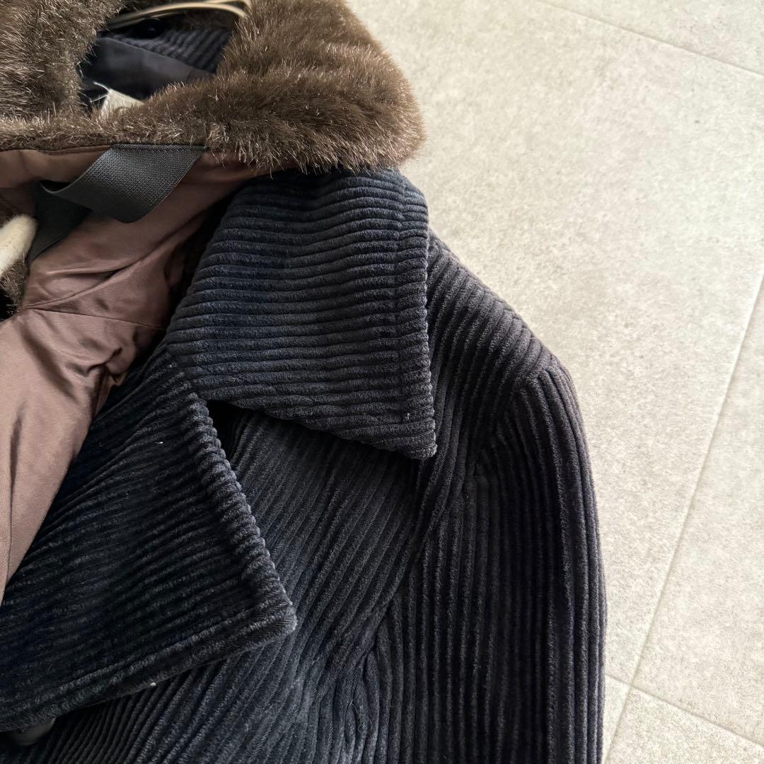 クリスチャンディオール　2way コーデュロイ　ピーコート　襟ファー　黒　M