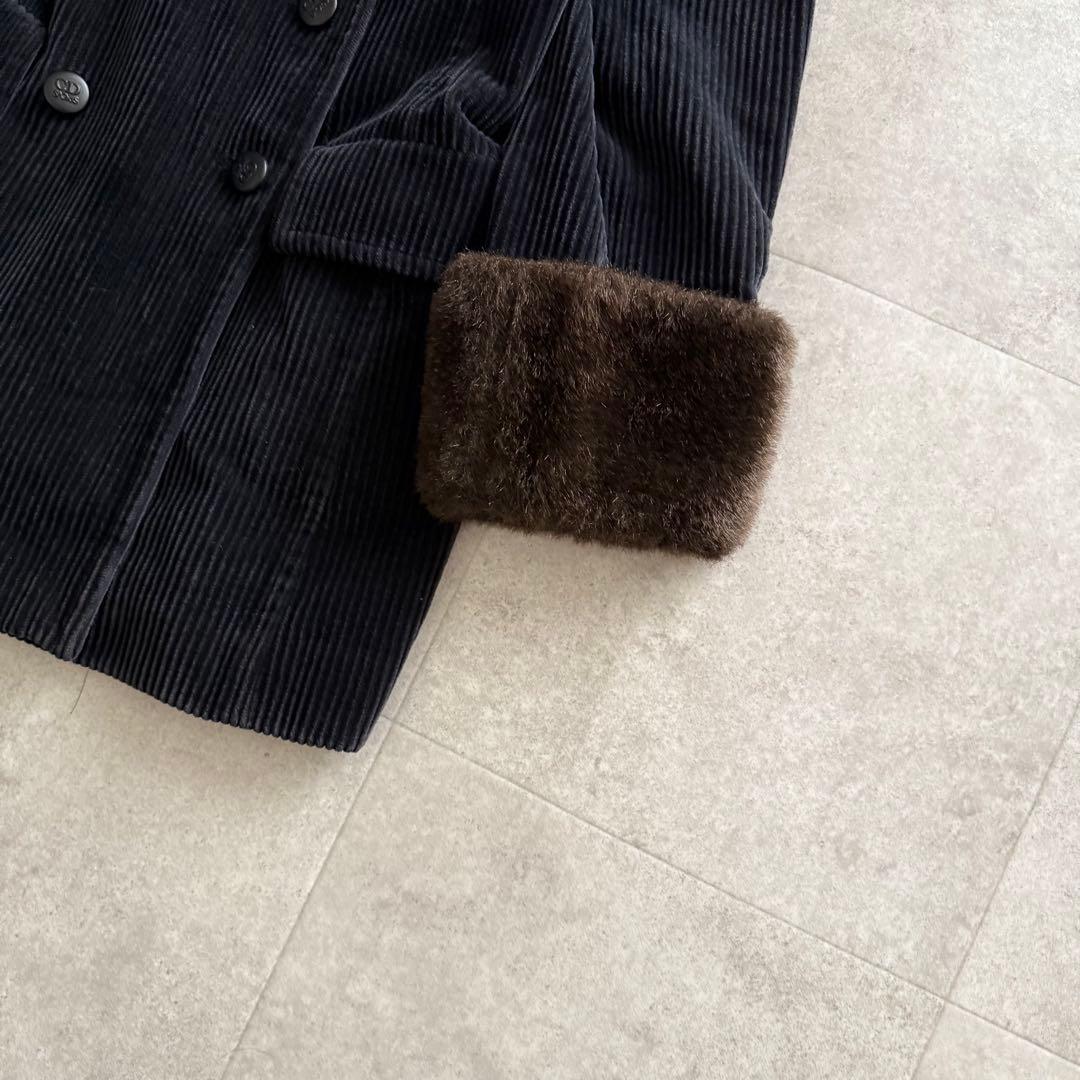 クリスチャンディオール　2way コーデュロイ　ピーコート　襟ファー　黒　M