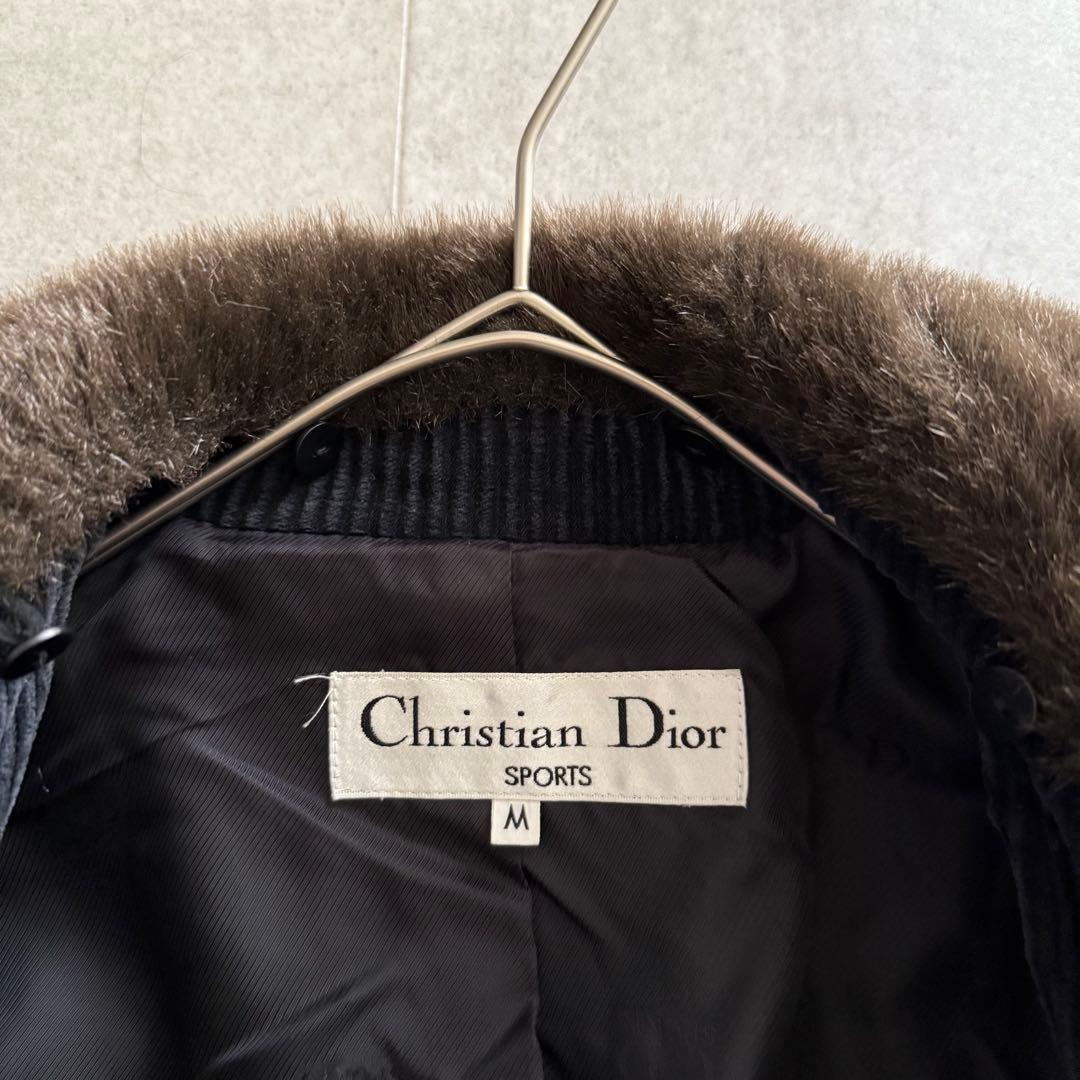 クリスチャンディオール　2way コーデュロイ　ピーコート　襟ファー　黒　M