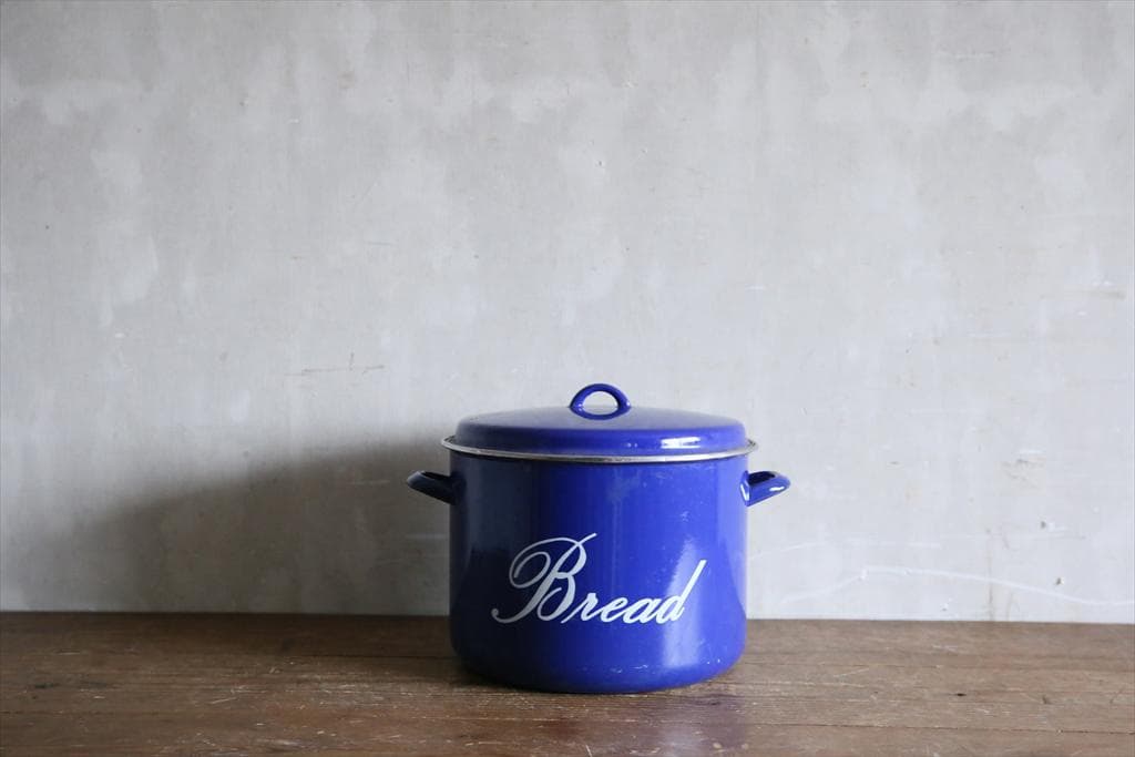 英国アンティーク琺瑯製ブレッド缶/ホーローキャニスター/米びつ(79-477)