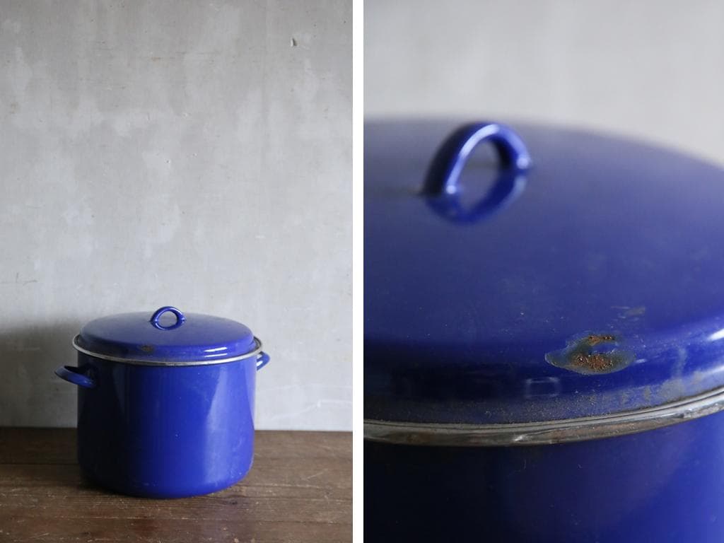 英国アンティーク琺瑯製ブレッド缶/ホーローキャニスター/米びつ(79-477)